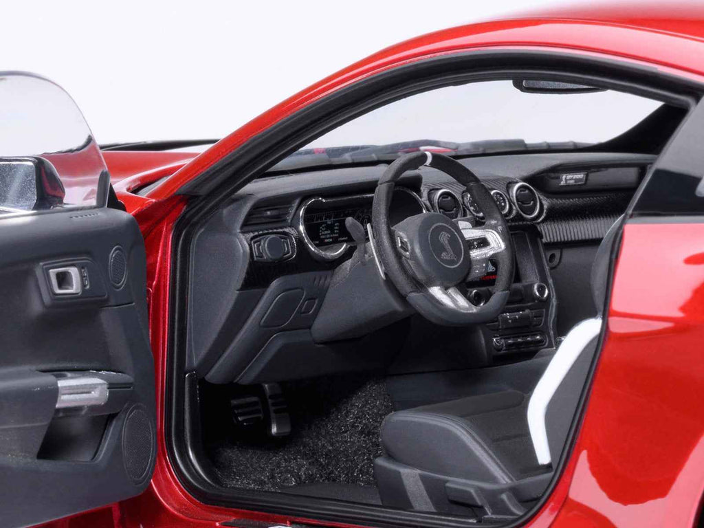 Ford Mustang Shelby GT500 Rapid Red Metallic with Black Stripes 1/18 Model Car by Autoart