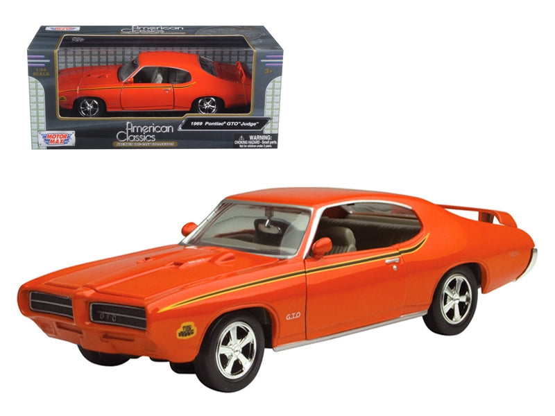 Top-Pick | 1969 Pontiac GTO Judge Orange with Stripes 1/24 Diecast Model Car by Motormax