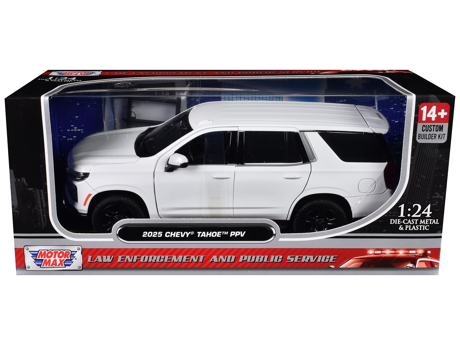 2025 Chevrolet Tahoe PPV White "Custom Builder's Kit - Law Enforcement and Public Service" Series 1/24 Diecast Model Car by Motormax