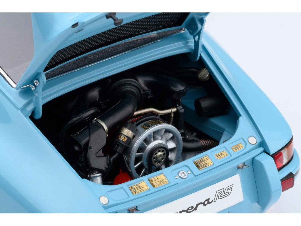 Porsche 911 Carrera 2.7 RS Gulf Blue with Black Stripes and Wheels 1/18 Model Car by Autoart