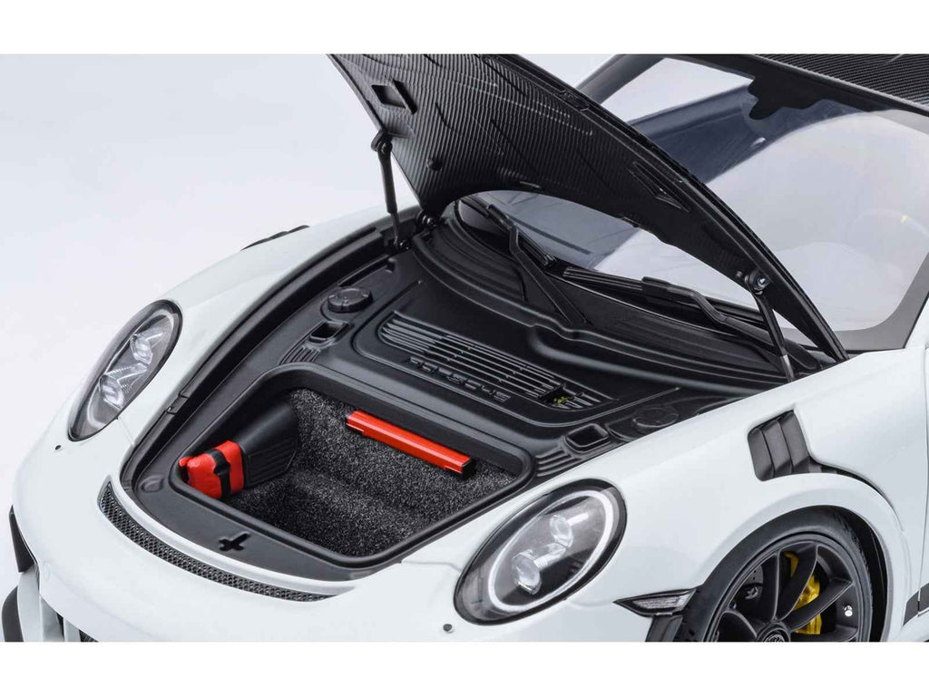 Porsche 911 (991.2) GT3 RS Weissach Package White with Carbon Hood and Top 1/18 Model Car by Autoart