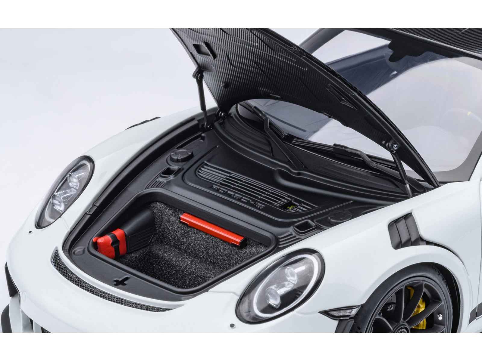 Porsche 911 (991.2) GT3 RS Weissach Package White with Carbon Hood and Top 1/18 Model Car by Autoart
