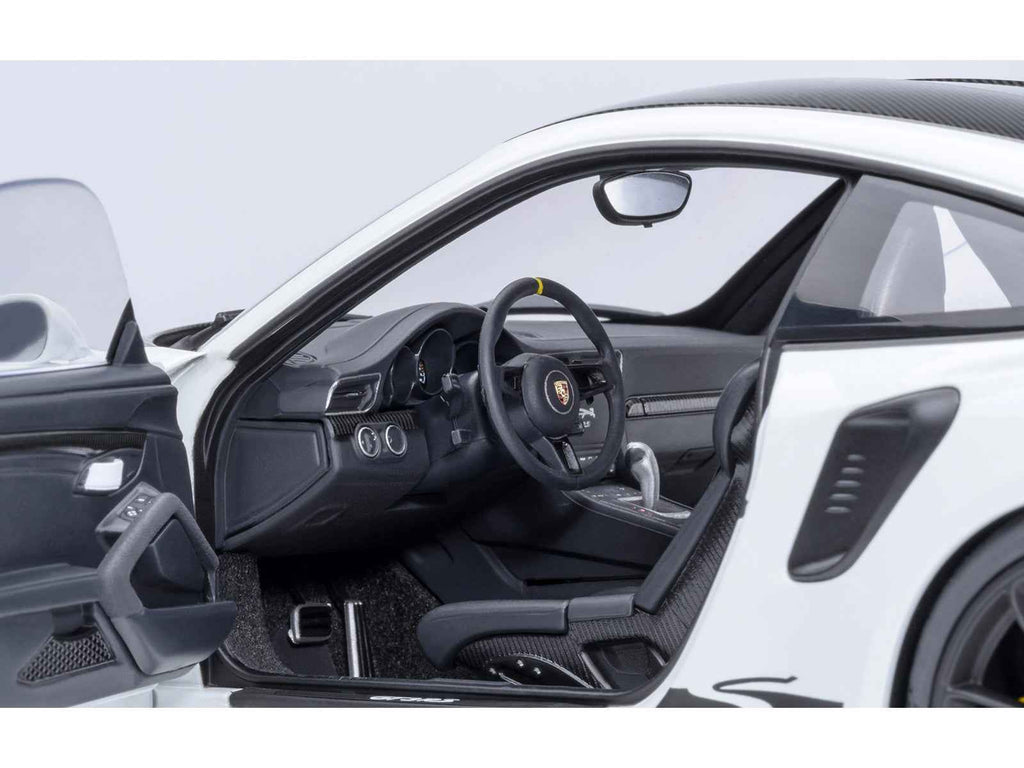 Porsche 911 (991.2) GT3 RS Weissach Package White with Carbon Hood and Top 1/18 Model Car by Autoart