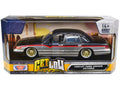 Top-Pick | 1993-1997 Ford Crown Victoria Lowrider Black Metallic and Silver with Red Stripes "Get Low" Series 1/24 Diecast Model Car by Motormax