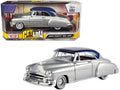 Top-Pick | 1950 Chevrolet Bel Air Lowrider Silver Metallic with Blue Metallic Top "Get Low" Series 1/24 Diecast Model Car by Motormax
