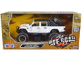 Top-Pick | 2021 Jeep Gladiator Rubicon Off-Road Pickup Truck White with Black Top "Off Road" Series 1/27 Diecast Model Car by Motormax