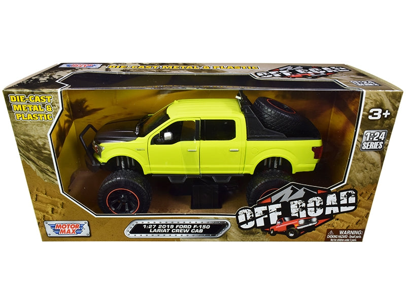 Top-Pick | 2019 Ford F-150 Lariat Crew Cab Pickup Truck Off Road Bright Green 1/27 Diecast Model Car by Motormax