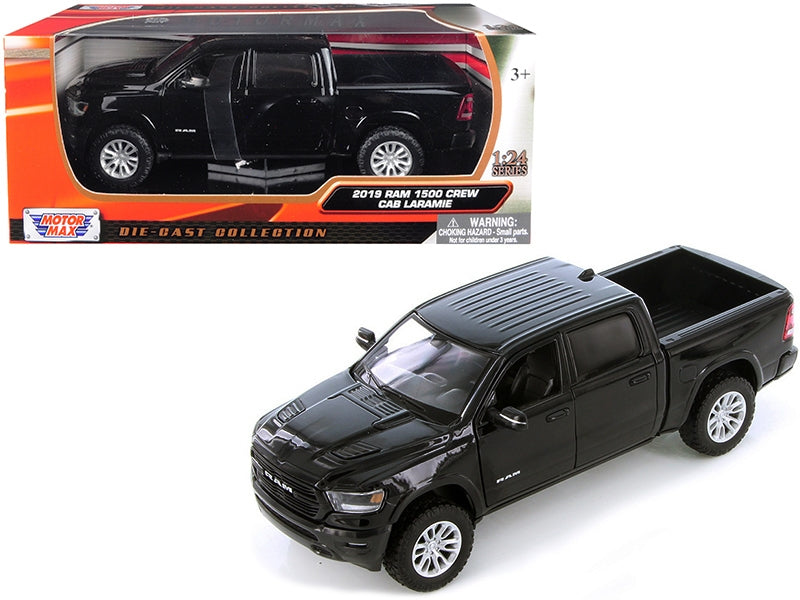 Top-Pick | 2019 RAM 1500 Laramie Crew Cab Pickup Truck Black 1/24 Diecast Model Car by Motormax