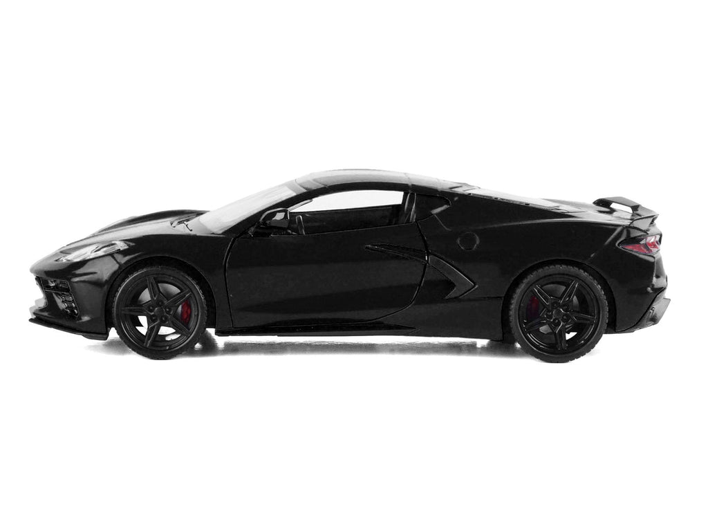 2020 Chevrolet Corvette C8 Stingray Black with Silver Stripes "Timeless Legends" Series 1/24 Diecast Model Car by Motormax