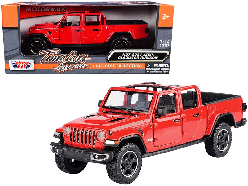Top-Pick | 2021 Jeep Gladiator Rubicon (Open Top) Pickup Truck Red 1/24-1/27 Diecast Model Car by Motormax