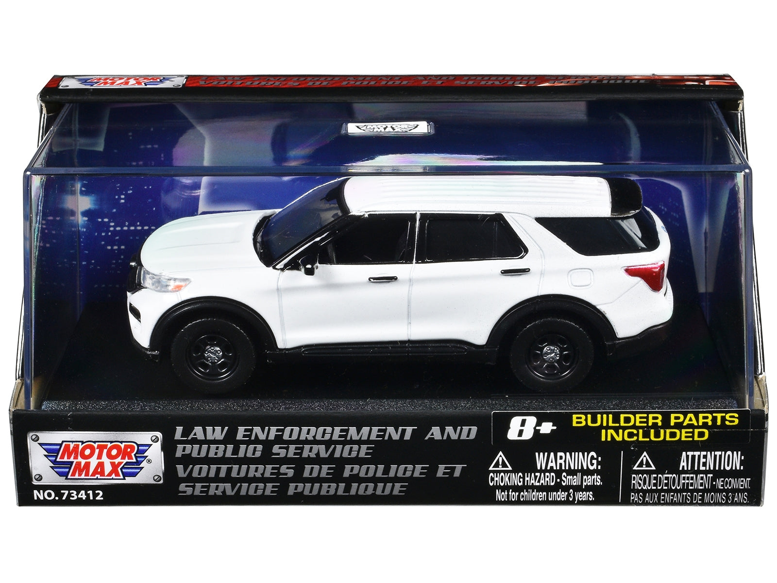 Top-Pick | 2022 Ford Police Interceptor Utility White Unmarked "Custom Builder's Kit" "Law Enforcement and Public Service" Series 1/43 Diecast Model Car by Motormax