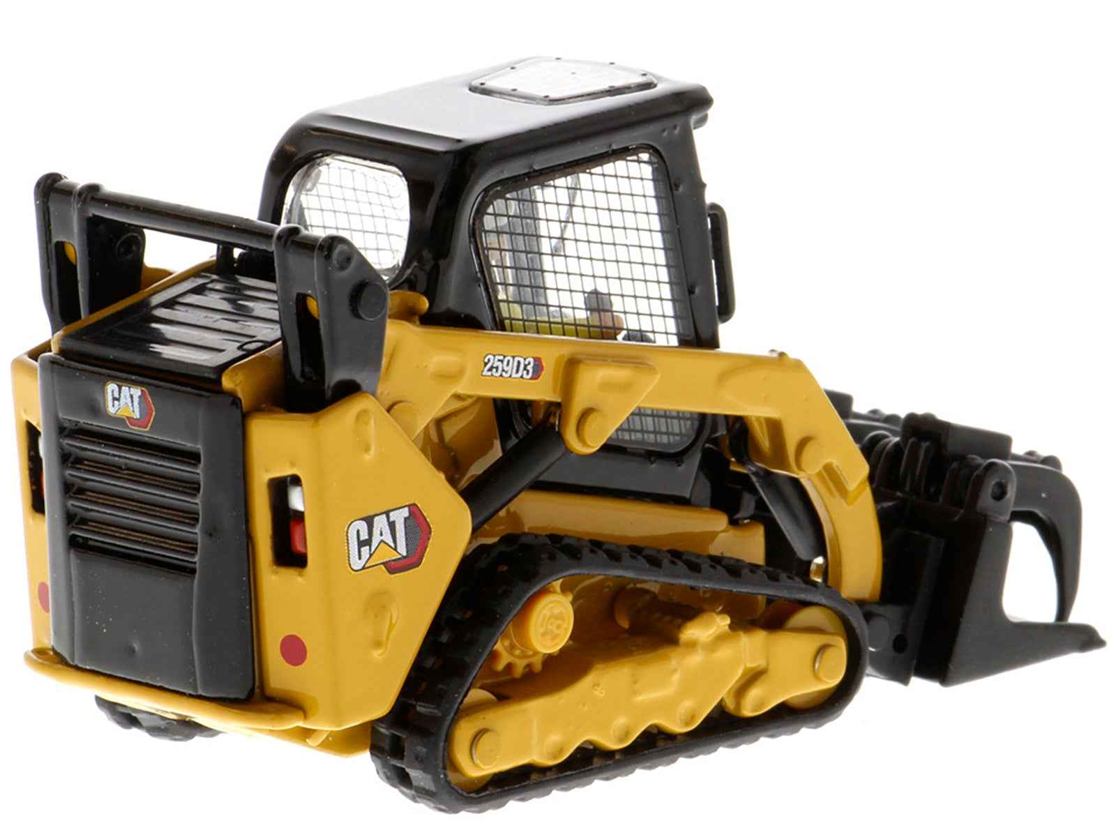 CAT Caterpillar 259D3 Compact Track Loader with Work Tools and Operator Yellow "High Line Series" 1/50 Diecast Model by Diecast Masters