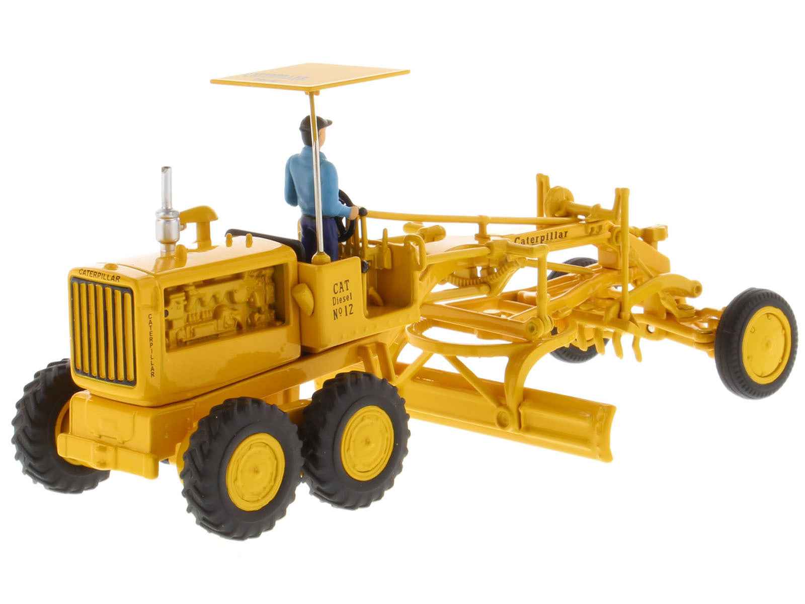 CAT Caterpillar No.12 Motor Grader Yellow with Operator "Vintage Series" 1/50 Diecast Model by Diecast Masters