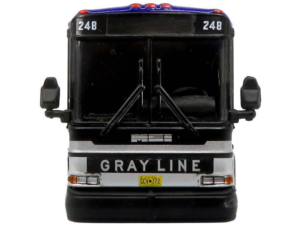 2001 MCI D4000 Coach Bus "Gray Line of Alaska" Dark Blue with Stripes "Vintage Bus & Motorcoach Collection" Limited Edition to 504 pieces Worldwide 1/87 (HO) Diecast Model by Iconic Replicas