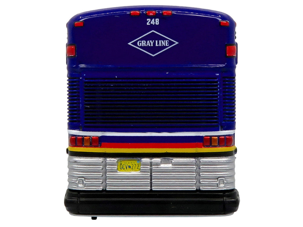 2001 MCI D4000 Coach Bus "Gray Line of Alaska" Dark Blue with Stripes "Vintage Bus & Motorcoach Collection" Limited Edition to 504 pieces Worldwide 1/87 (HO) Diecast Model by Iconic Replicas