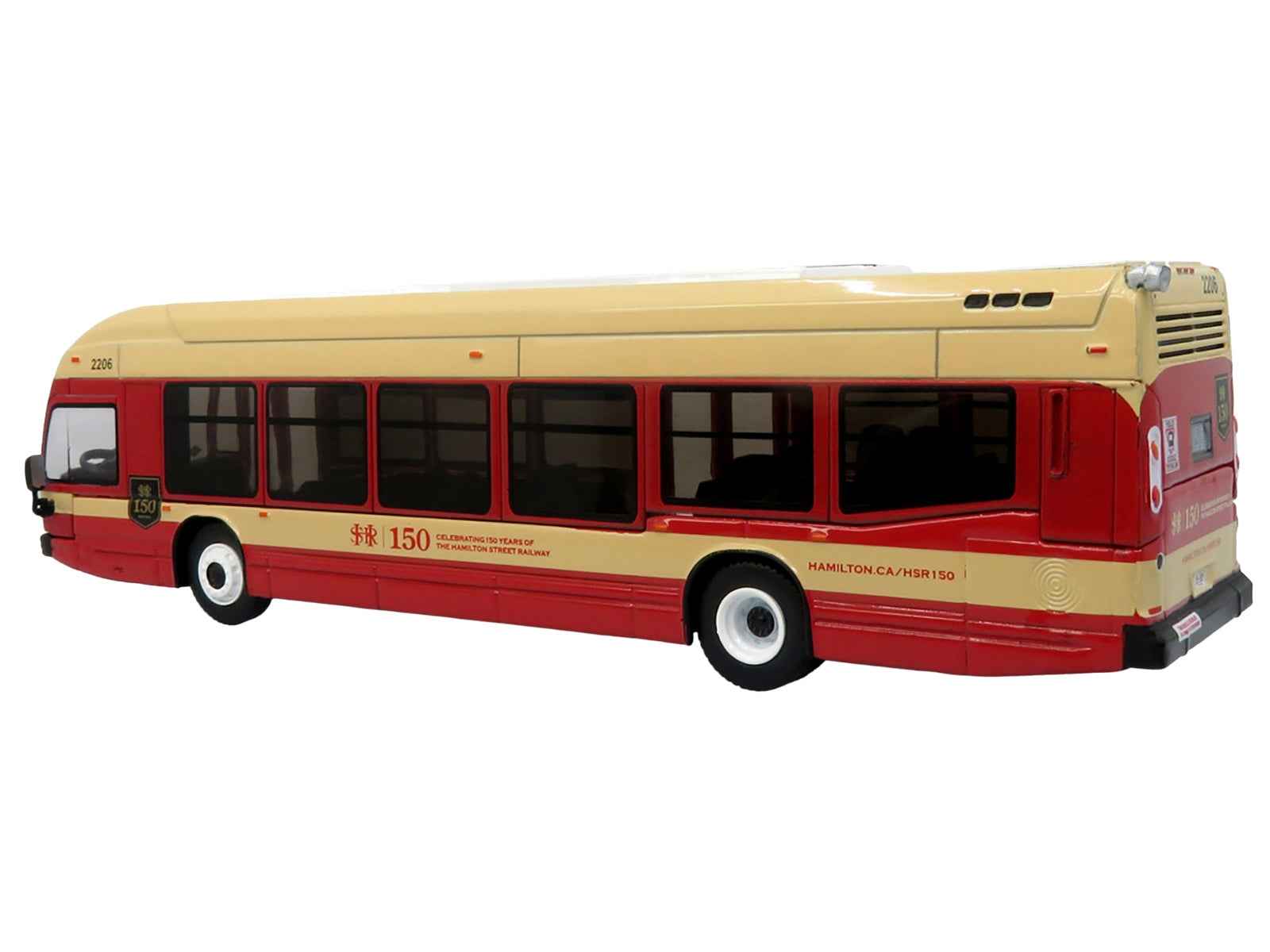 Nova Bus LFS HEV Transit Bus "Hamilton Street Railway 150th Anniversary" Cream and Red "The Bus & Motorcoach Collection" Limited Edition to 504 pieces Worldwide 1/87 (HO) Diecast Model by Iconic Replicas