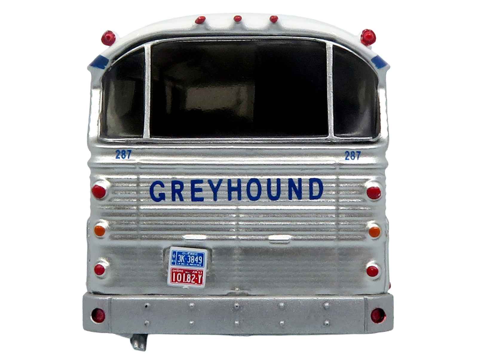 1964 MCI MC-5A Coach Bus "Greyhound Canada" White with Blue Stripes "Vintage Bus & Motorcoach Collection" Limited Edition to 504 pieces Worldwide 1/87 (HO) Diecast Model by Iconic Replicas