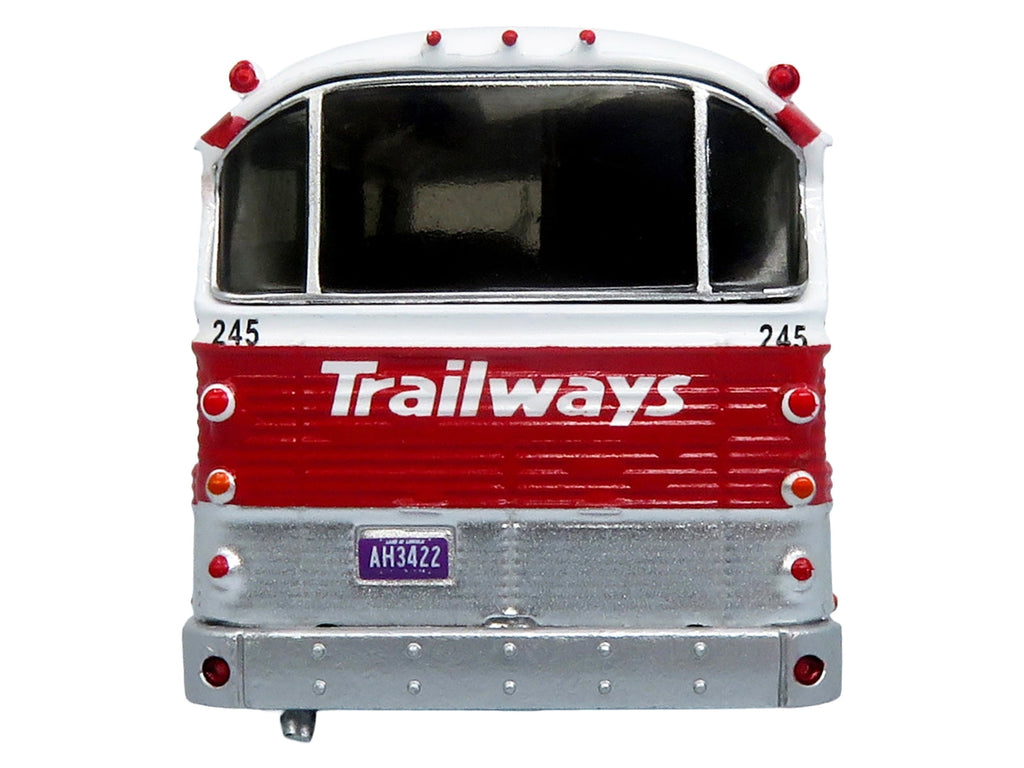 1964 MCI MC-5A Coach Bus "Trailways Chicago" White with Red Stripes "Vintage Bus & Motorcoach Collection" Limited Edition to 504 pieces Worldwide 1/87 (HO) Diecast Model by Iconic Replicas