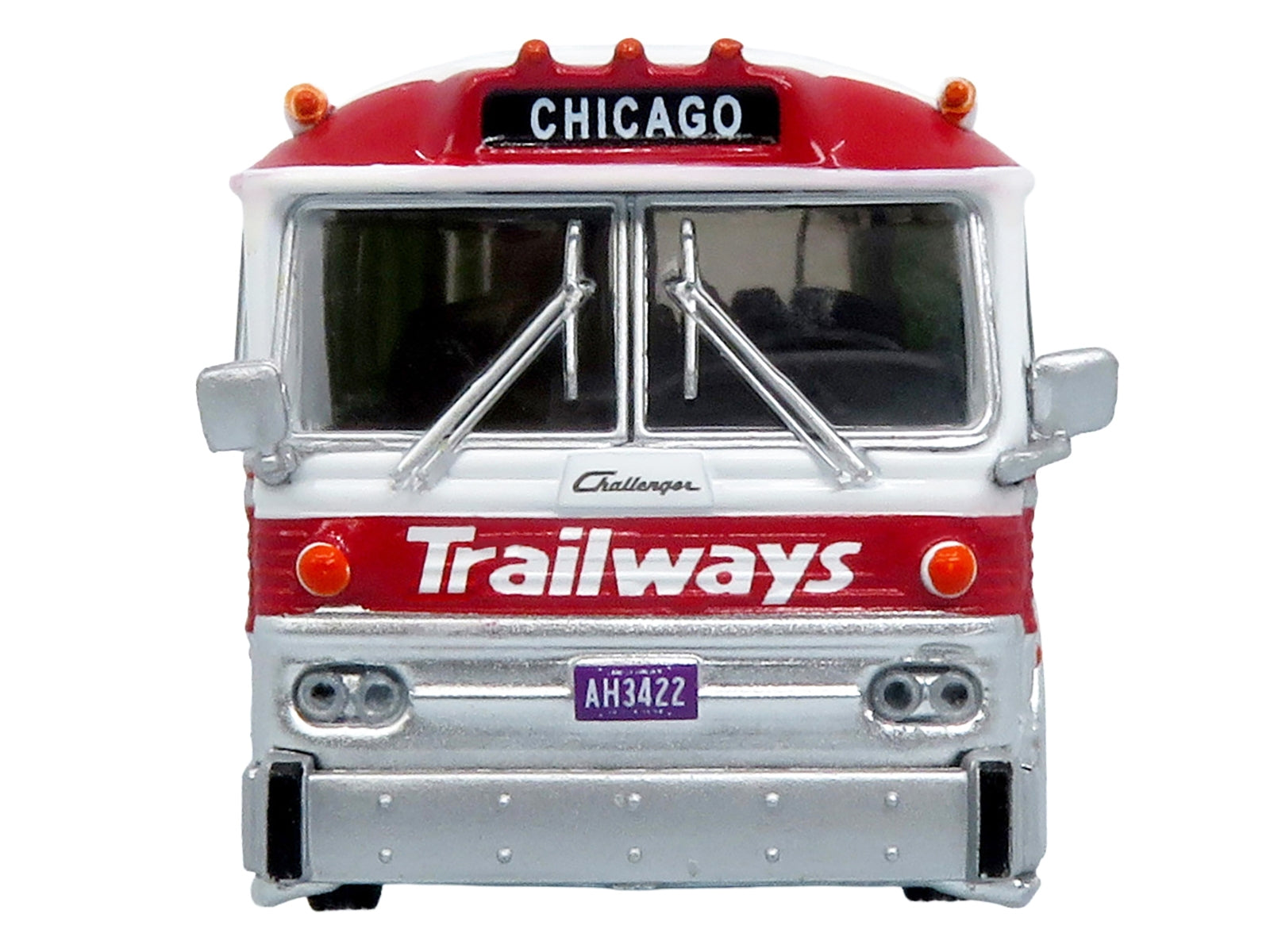 1964 MCI MC-5A Coach Bus "Trailways Chicago" White with Red Stripes "Vintage Bus & Motorcoach Collection" Limited Edition to 504 pieces Worldwide 1/87 (HO) Diecast Model by Iconic Replicas