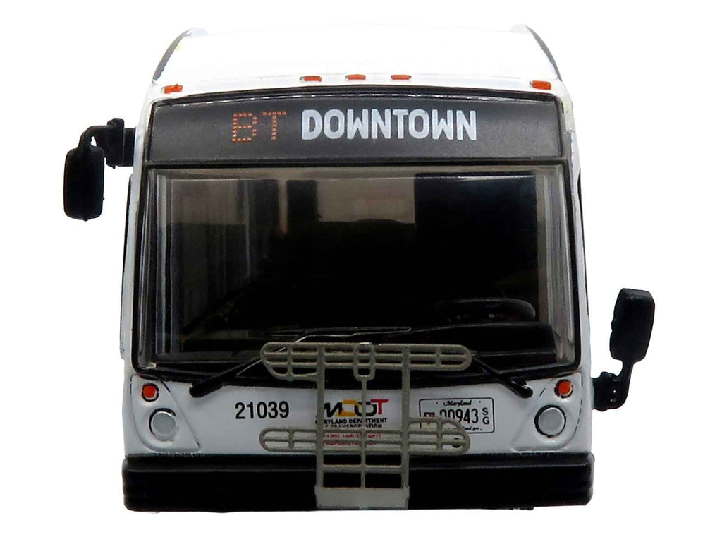 Nova Bus LFSH Hybrid Transit Bus "MTA Maryland" White with Red and Yellow Graphics "The Bus & Motorcoach Collection" Limited Edition to 504 pieces Worldwide 1/87 (HO) Diecast Model by Iconic Replicas