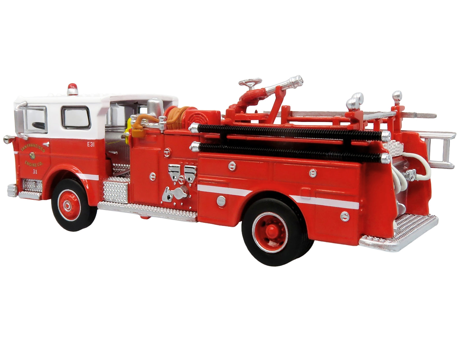 1974 Ward LaFrance Fire Engine "San Francisco Fire Department - Engine 31" Red with White Top "5 Alarm" Series Limited Edition 1/87 (HO) Diecast Model by Iconic Replicas