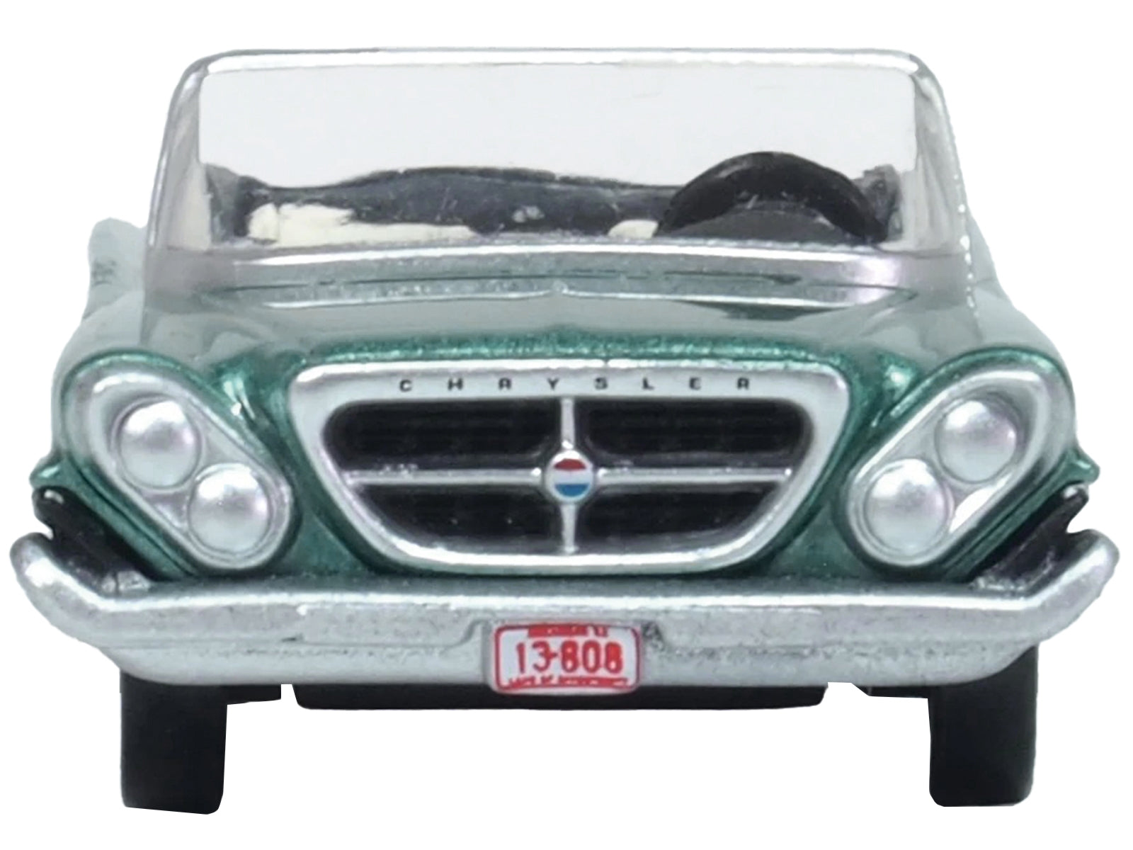 1961 Chrysler 300 Convertible Pinewood Green Metallic 1/87 (HO) Scale Diecast Model Car by Oxford Diecast