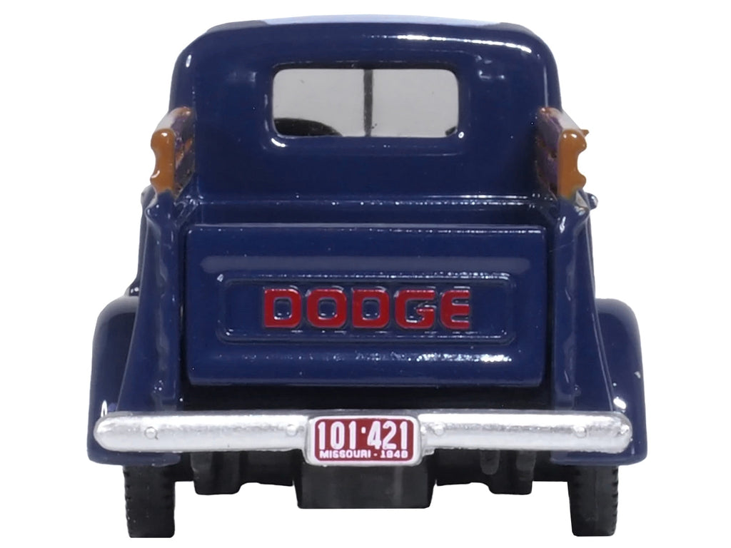 1948 Dodge B-1B Pickup Truck Waterway Blue 1/87 (HO) Scale Diecast Model Car by Oxford Diecast
