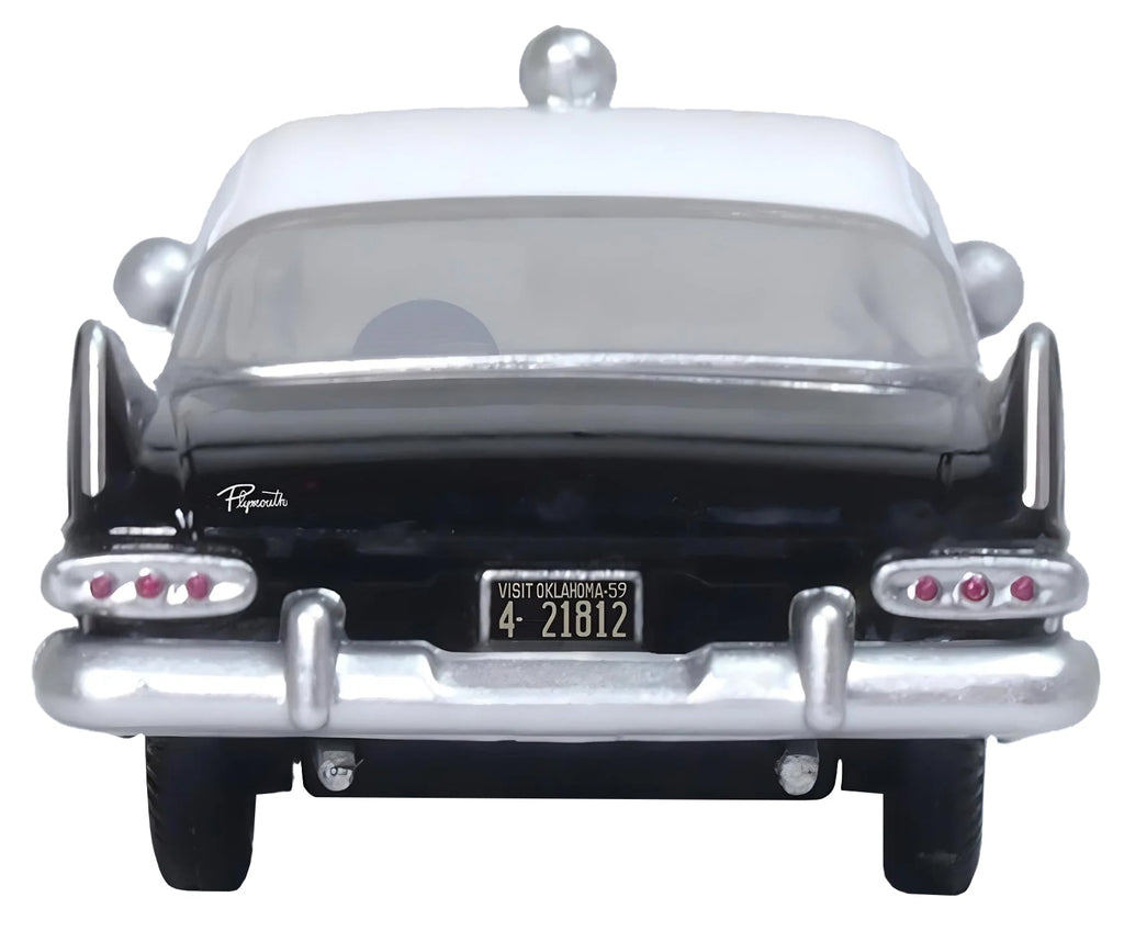 1959 Plymouth Savoy Black and White "Oklahoma Highway Patrol" 1/87 (HO) Scale Diecast Model Car by Oxford Diecast