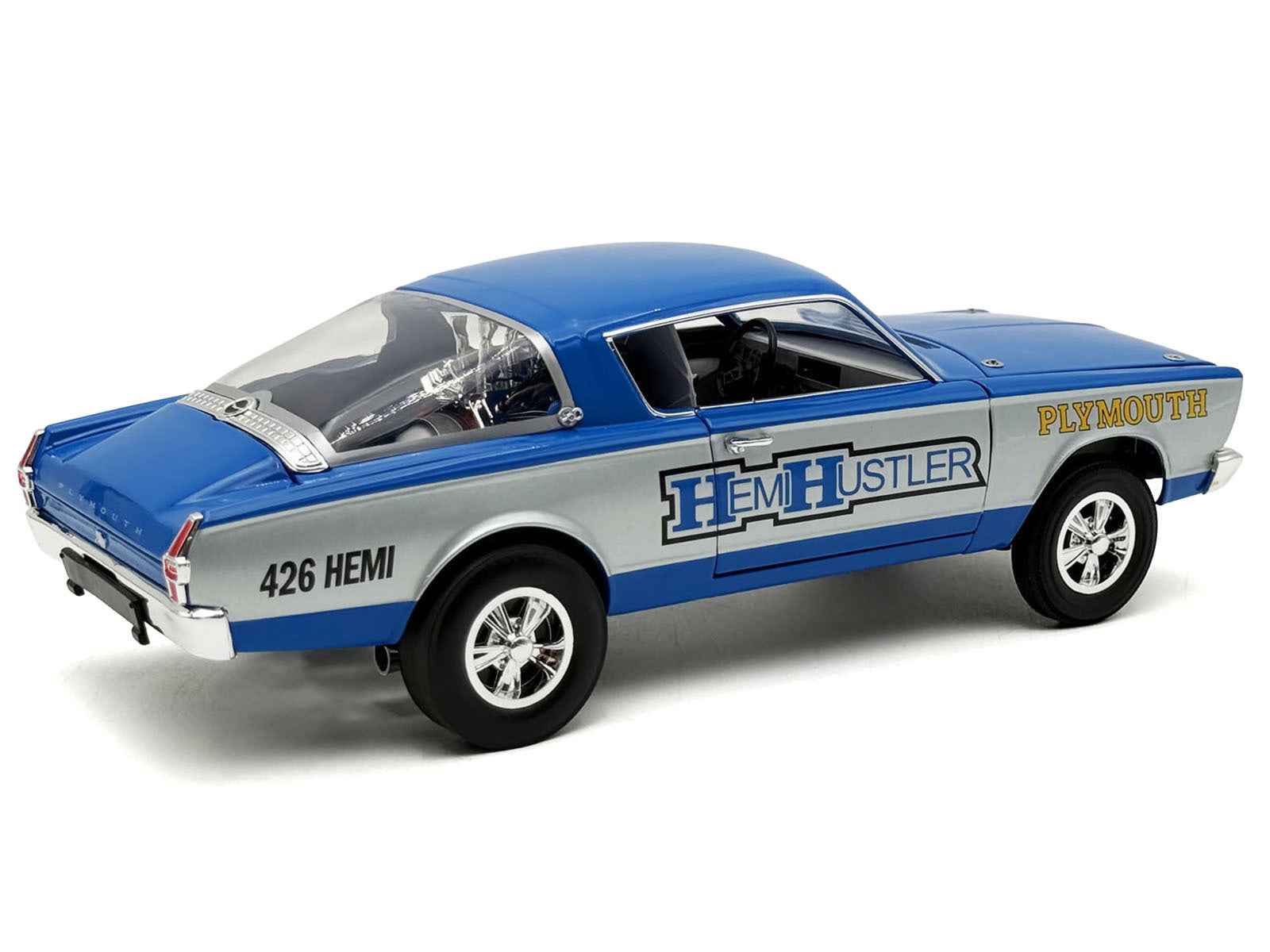 1966 Plymouth Barracuda "Hemi Hustler" Blue with White Stripes Limited Edition to 374 pieces Worldwide 1/18 Diecast Model Car by ACME