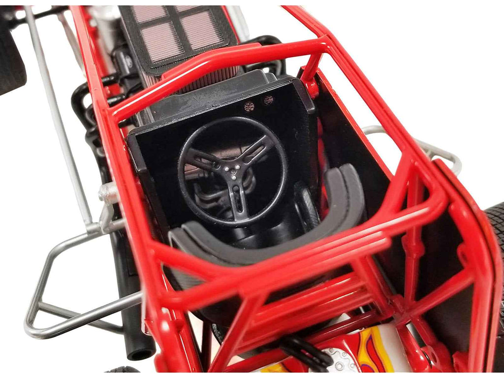 Winged Sprint Car #104+ Jeff Swindell "Octane Boost" Red with Graphics "National Sprint Car Hall of Fame" 1/18 Diecast Model Car by ACME