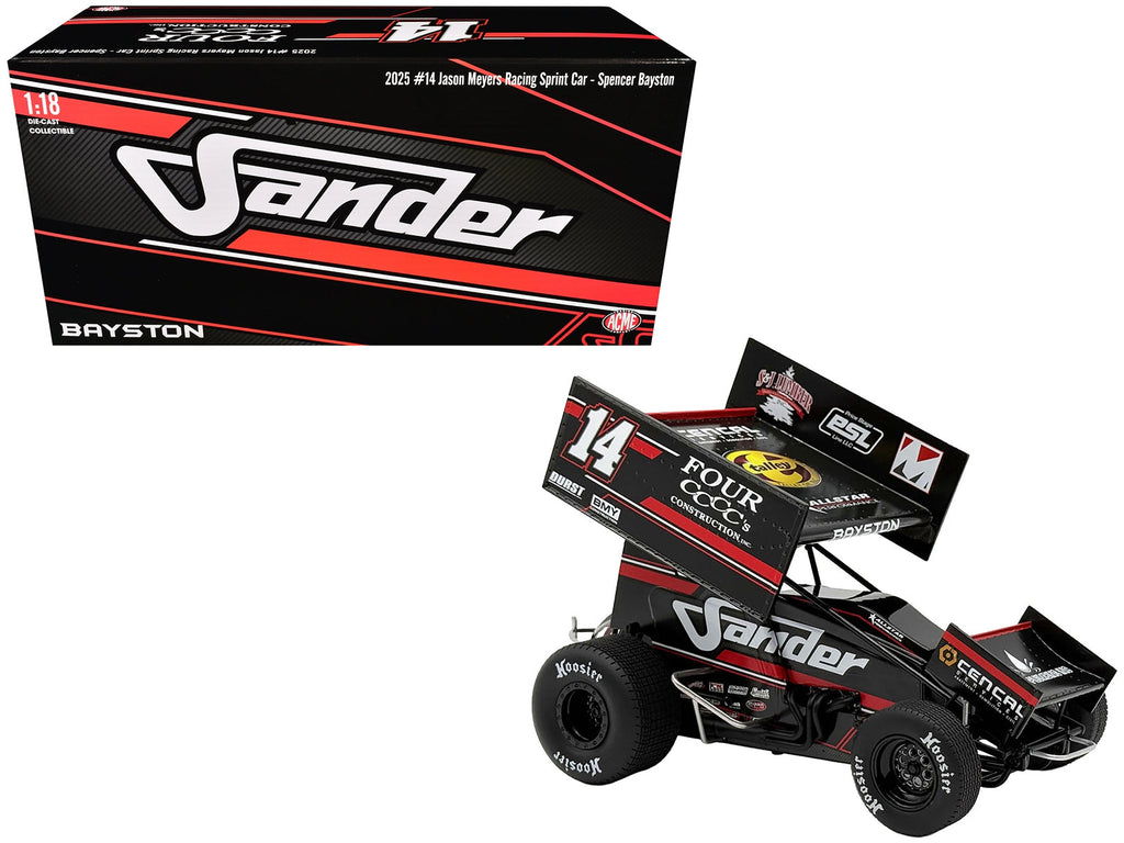 Winged Sprint Car #14 Spencer Bayston "Four CCCC's Construction - Sander" Jason Meyers Racing (2025) 1/18 Diecast Model Car by ACME