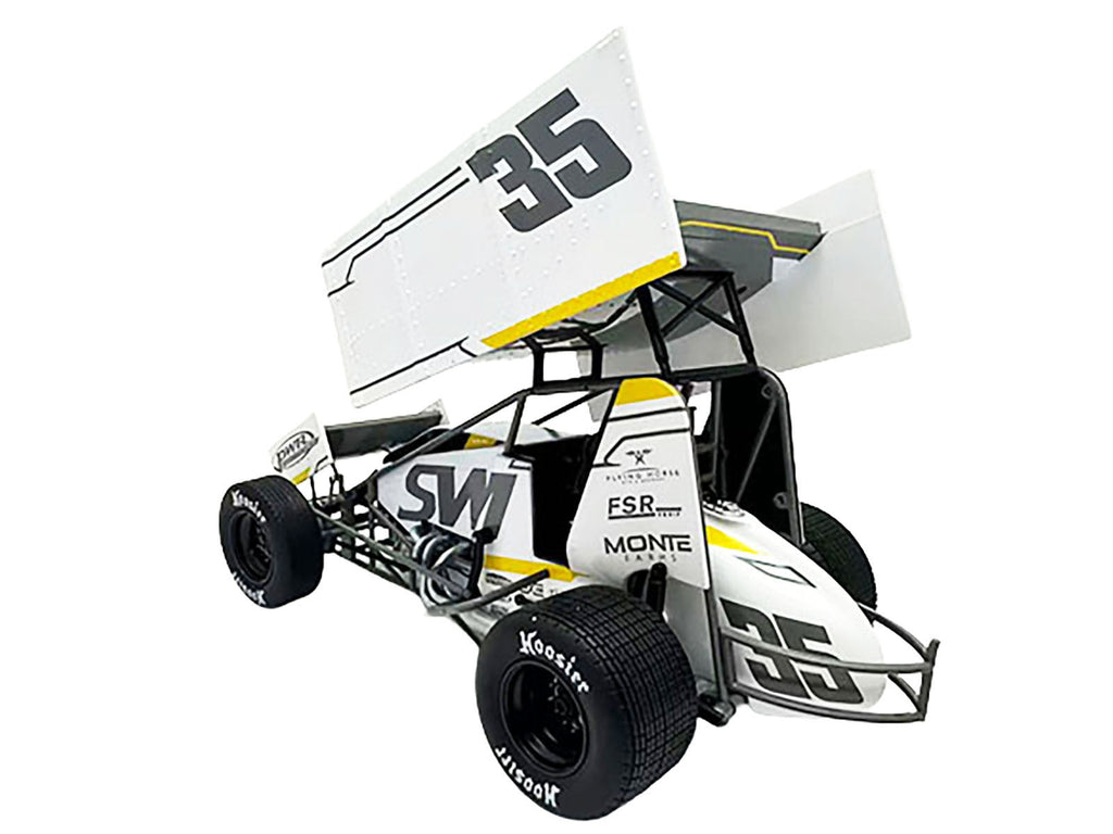 Winged Sprint Car #35 Jamie Veal "SWI Earthworks" White (2025) 1/18 Diecast Model Car by ACME