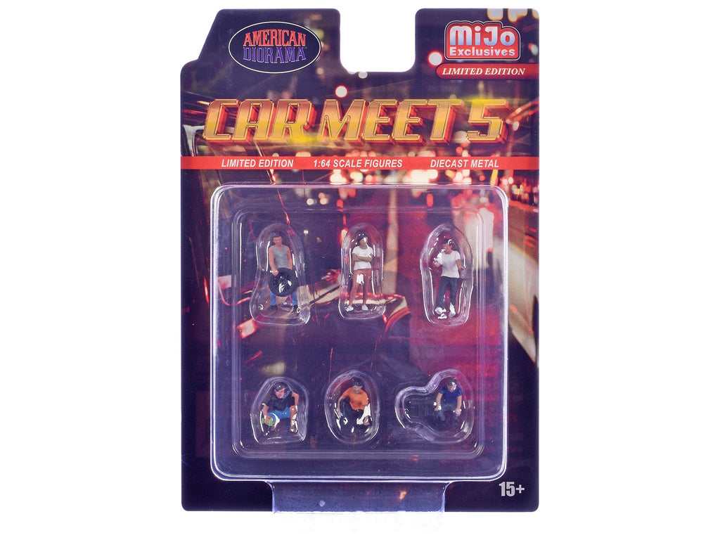 "Car Meet 5" 6 piece Diecast Figure Set Limited Edition for 1/64 Scale Models by American Diorama