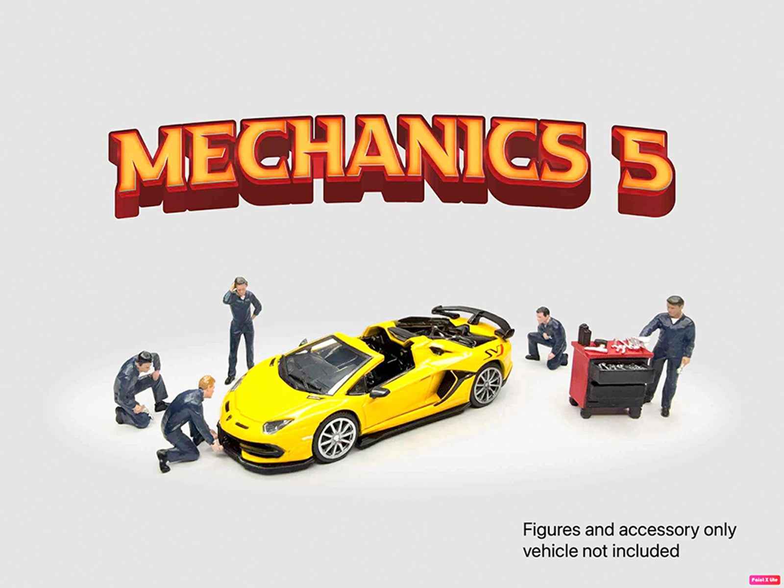 "Mechanics #5" 6 piece Diecast Figure Set (5 Figures 1 Tool Cabinet) Limited Edition for 1/64 Scale Models by American Diorama