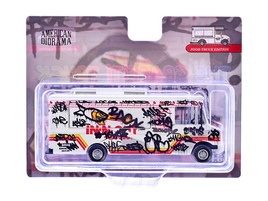 Food Truck "The Graffiti Truck" White with Graphics 1/64 Diecast Model by American Diorama