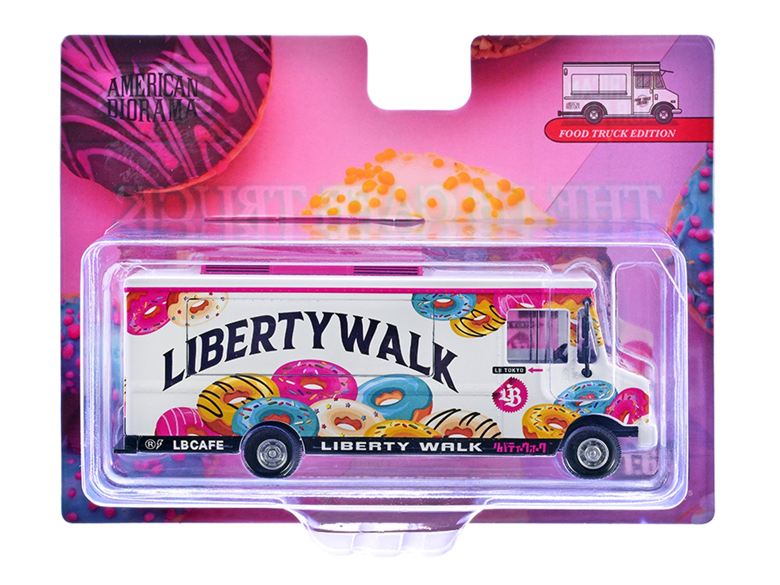 Food Truck "The LB Cafe Truck - Liberty Walk" White with Graphics 1/64 Diecast Model by American Diorama