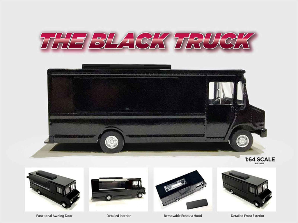 Food Truck Plain Black 1/64 Diecast Model by American Diorama