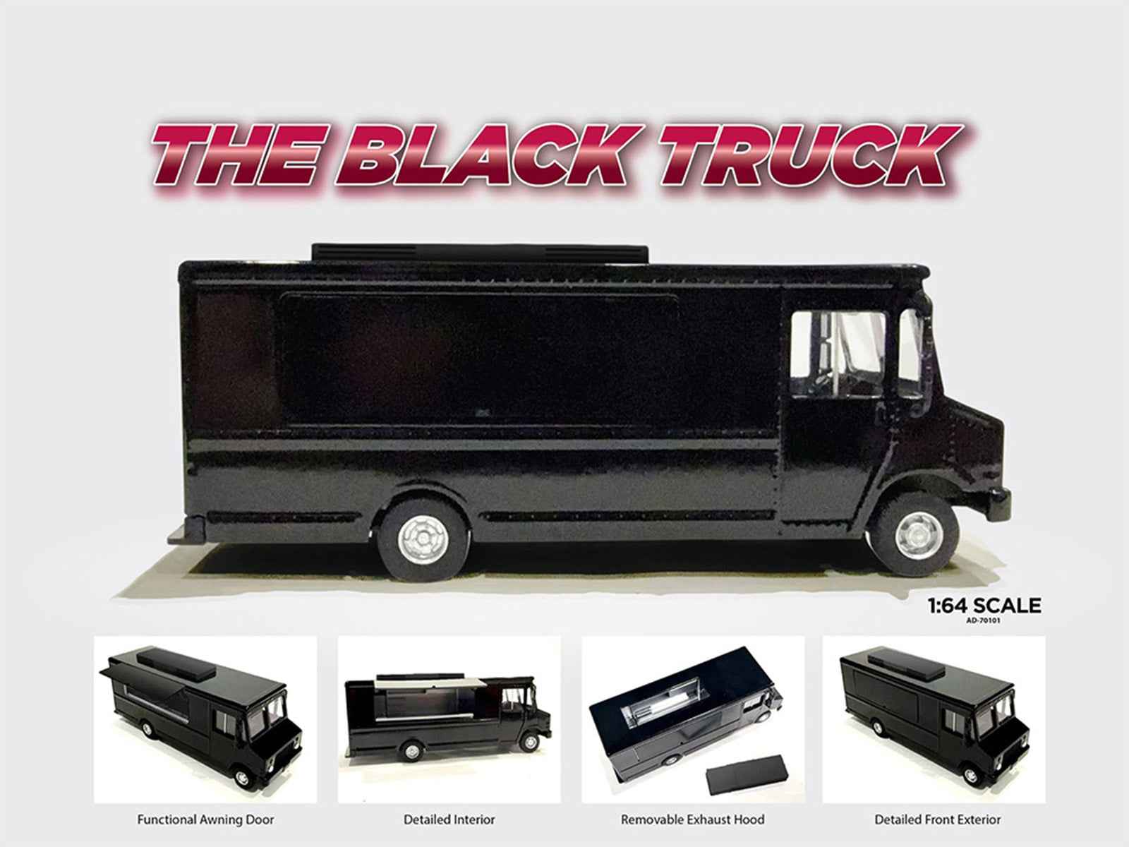 Food Truck Plain Black 1/64 Diecast Model by American Diorama