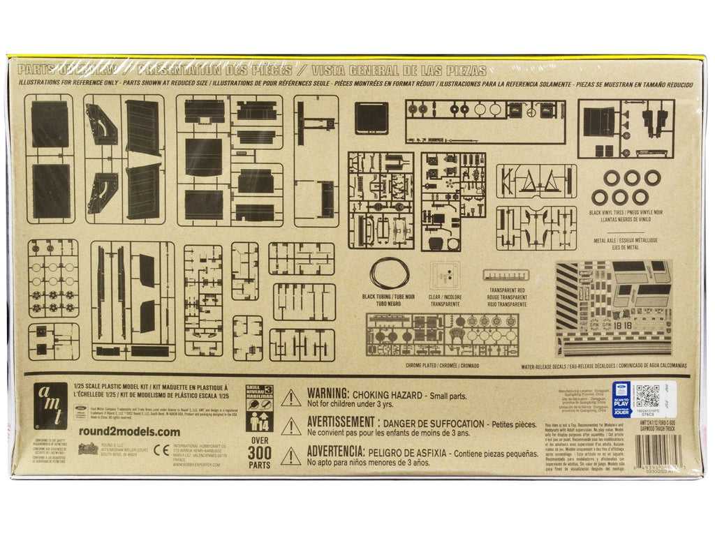 Skill 3 Model Kit Ford C-600 GarWood Refuse Garbage Truck with Load-Packer 1/25 Scale Model by AMT