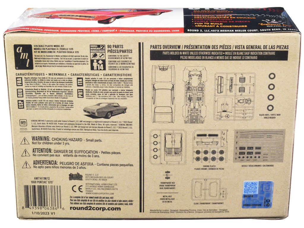 Skill 2 Model Kit 1968 Pontiac GTO Hardtop "Craftsman Plus" Series 1/25 Scale Model by AMT