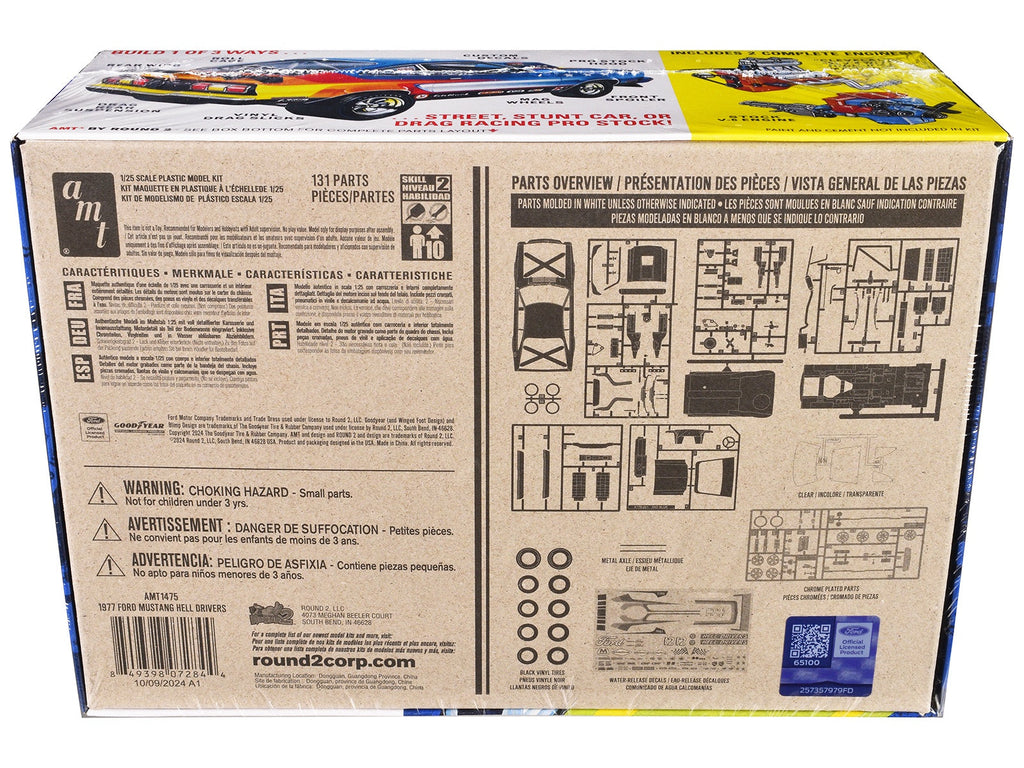 Skill 2 Model Kit 1977 Ford Mustang "Hell Drivers" Thrill Show Car 1/25 Scale Model by AMT