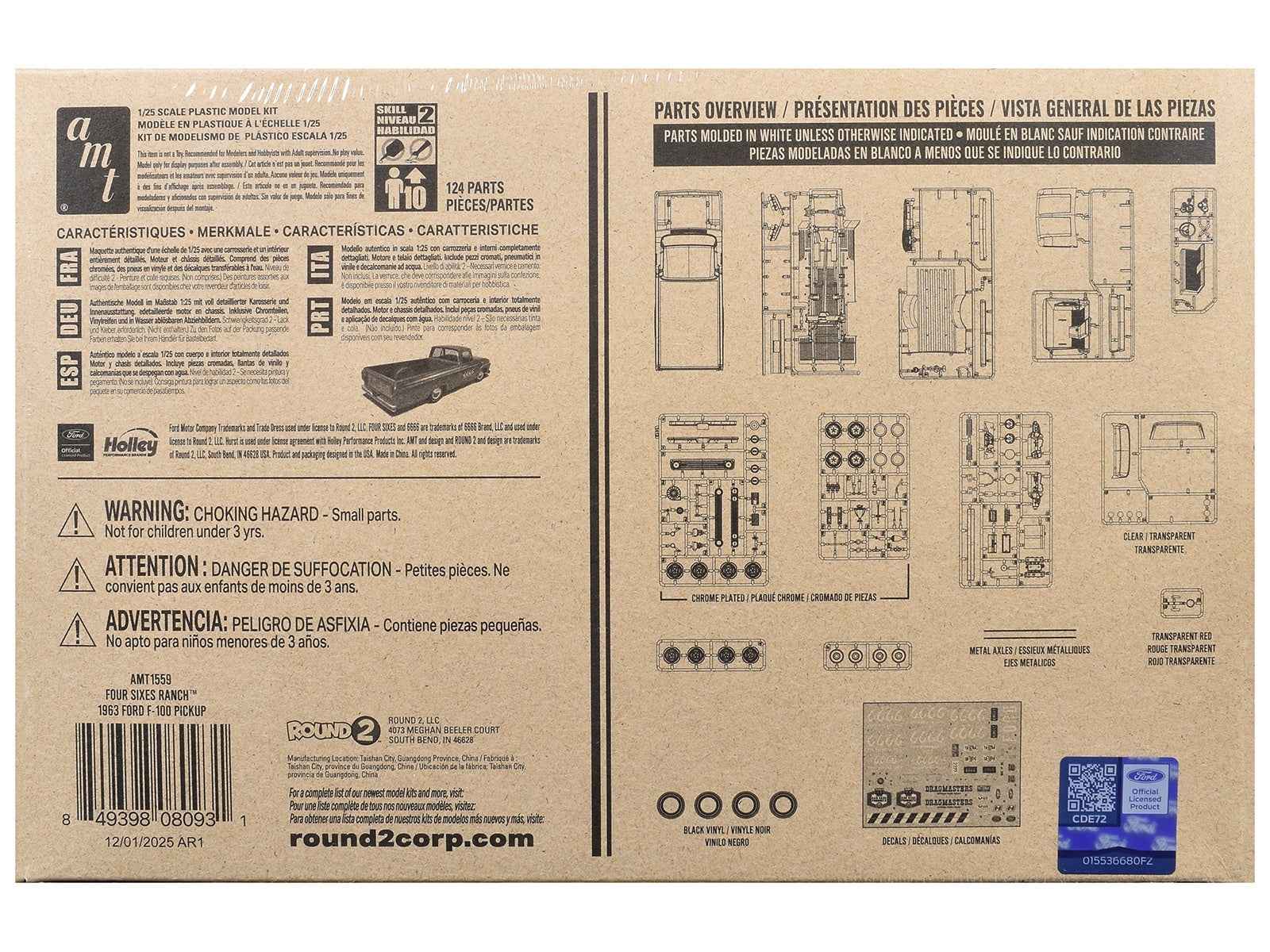 Skill 2 Model Kit 1963 Ford F-100 Pickup Truck "Four Sixes Ranch" 3-in-1 Kit 1/25 Scale Model by AMT