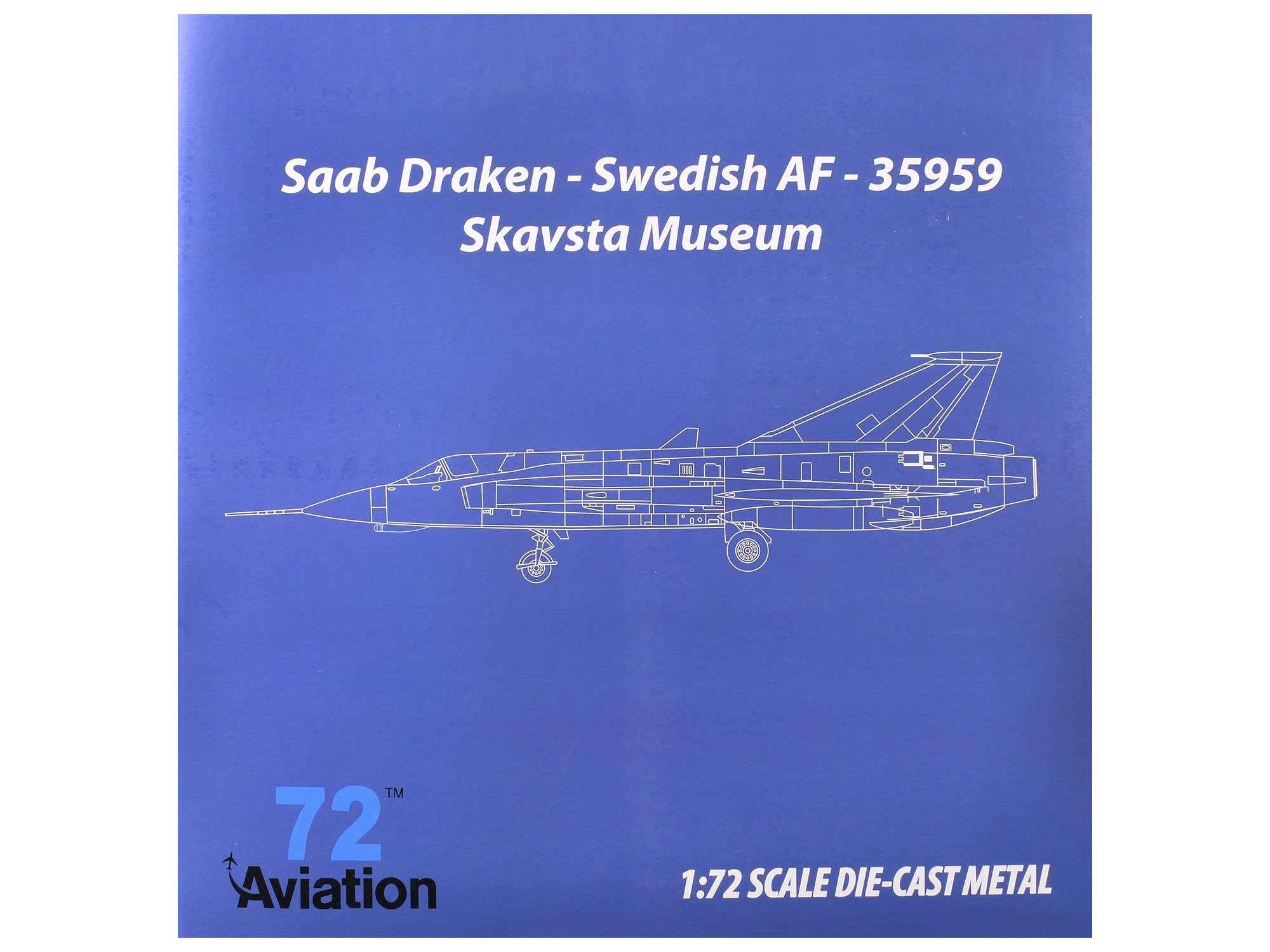 Saab S35 Draken Fighter Aircraft "59 F 11 Wing Skavsta Museum" (1979) Swedish Air Force 1/72 Diecast Model Airplane by Aviation 72