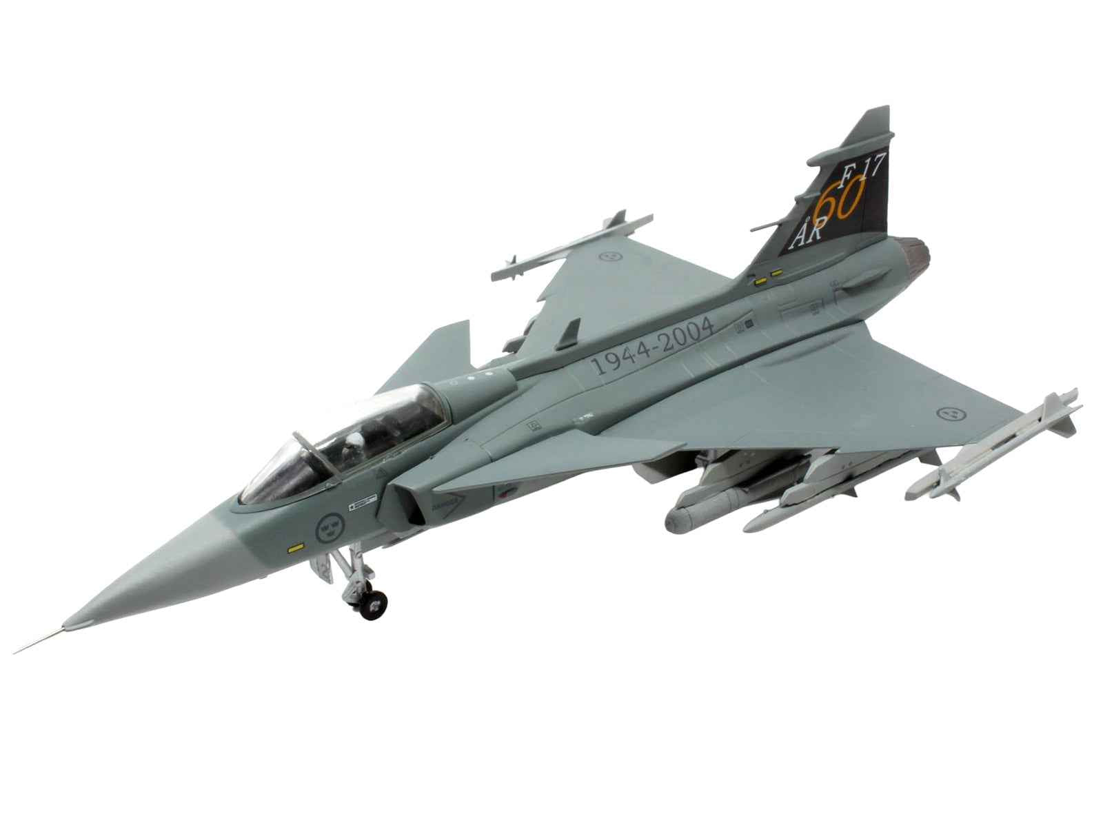 Saab JAS 39A Gripen Fighter Aircraft "17 Wing 60th Anniversary Livery Ronneby Air Show" (2004) Swedish Air Force 1/72 Diecast Model Airplane by Aviation 72