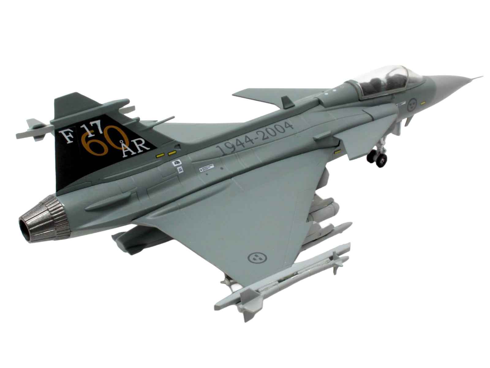 Saab JAS 39A Gripen Fighter Aircraft "17 Wing 60th Anniversary Livery Ronneby Air Show" (2004) Swedish Air Force 1/72 Diecast Model Airplane by Aviation 72