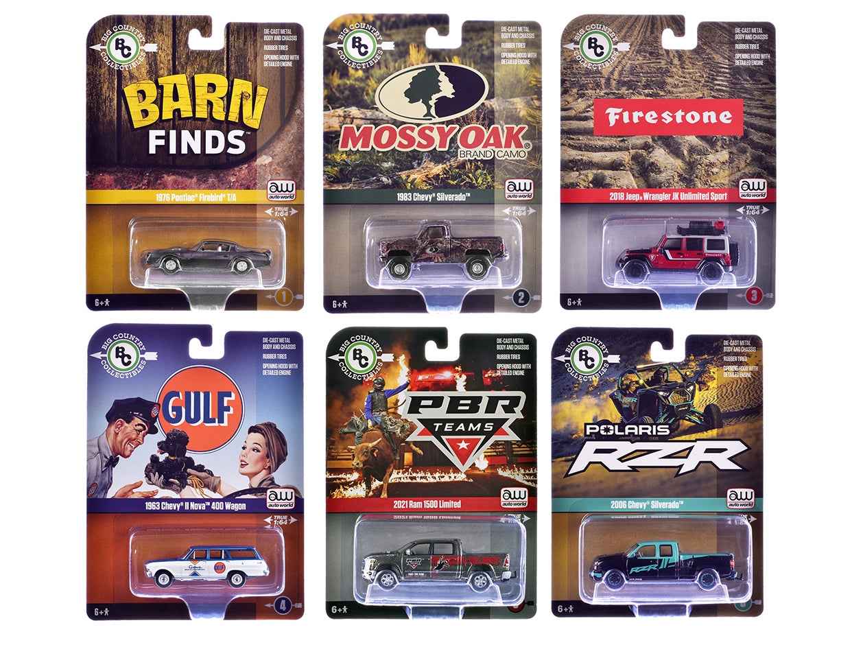 Big Country Collectibles 2025 Release 1 Set of 6 pieces 1/64 Diecast Model Cars by Auto World