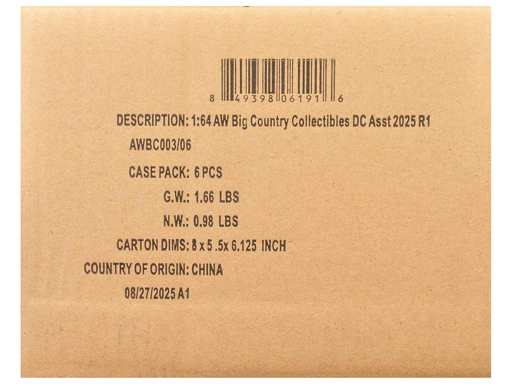 Big Country Collectibles 2025 Release 1 Set of 6 pieces 1/64 Diecast Model Cars by Auto World