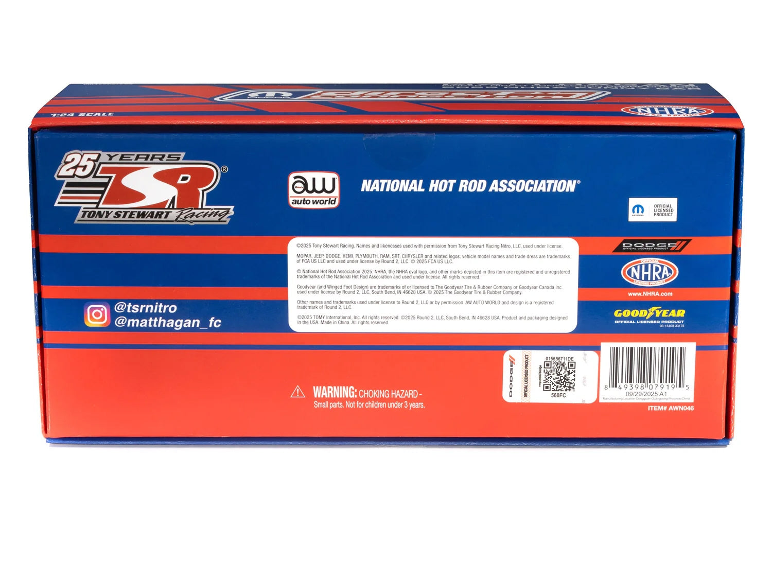 Dodge Charger NHRA Funny Car Matt Hagan "MOPAR Direct Connection" (2025) Limited Edition 1/24 Diecast Model Car by Auto World