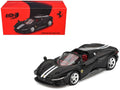 Ferrari Daytona SP3 Matt Black with White Stripes and Red Interior 1/64 Diecast Model Car by BBR