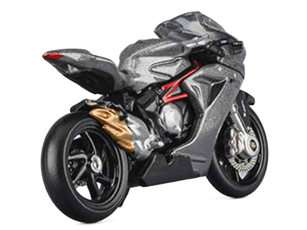 2022 MV Agusta F3 Rosso Motorcycle Silver Metallic with Figure 1/64 Diecast Model by CM Model